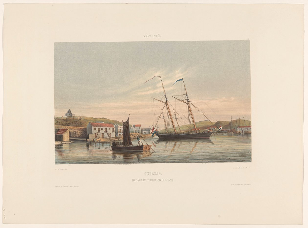 Harbor of Willemstad, Curaçao by jonkheer Jacob Eduard van Heemskerck