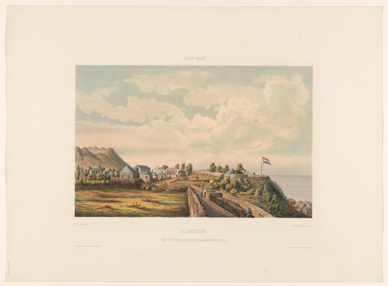 Sint-Eustatius. View of Fort Oranje, the Crater, Taken from the Parsonage by jonkheer Jacob Eduard van Heemskerck