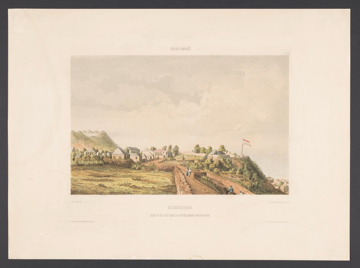 St. Eustatius. View of Fort Oranje, the Crater, Taken from the Parsonage by jonkheer Jacob Eduard van Heemskerck