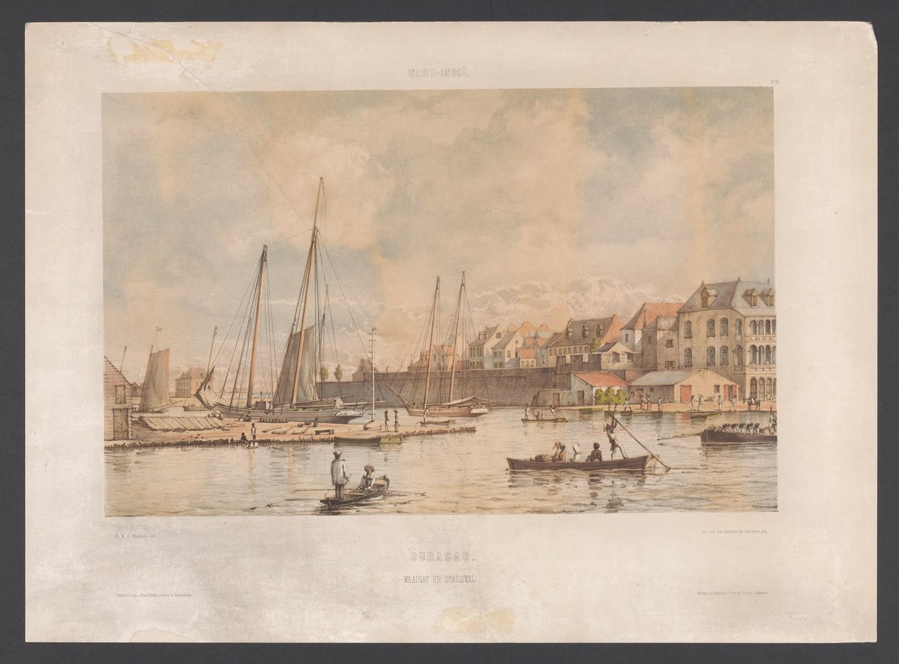 Waaigat and City Wall of Willemstad (Views from the West Indies) by jonkheer Jacob Eduard van Heemskerck