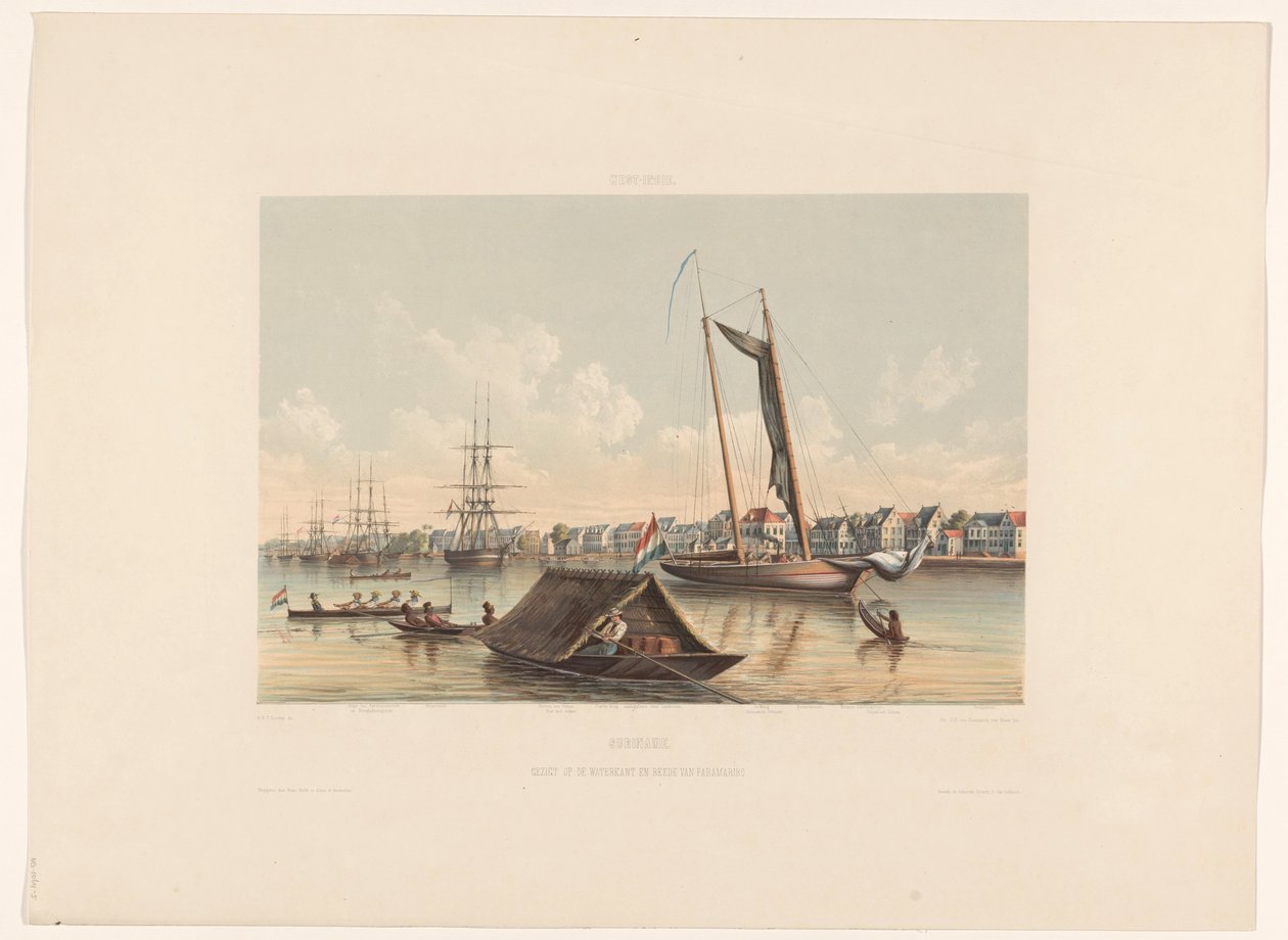 Waterfront and Roadstead in Paramaribo, Suriname. View of the Waterfront and Roadstead of Paramaribo by jonkheer Jacob Eduard van Heemskerck