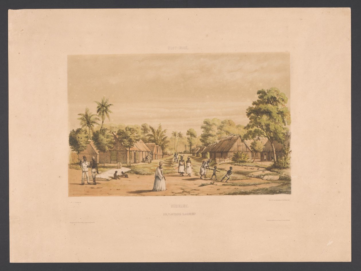 Dwellings of Enslaved People on a Surinamese Plantation (Suriname. A Plantation Slave Camp) (West Indies) (Views from the Netherlands