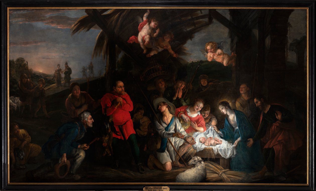 The Adoration of the Shepherds by or Liemaecker Nicolaas de Liemakere