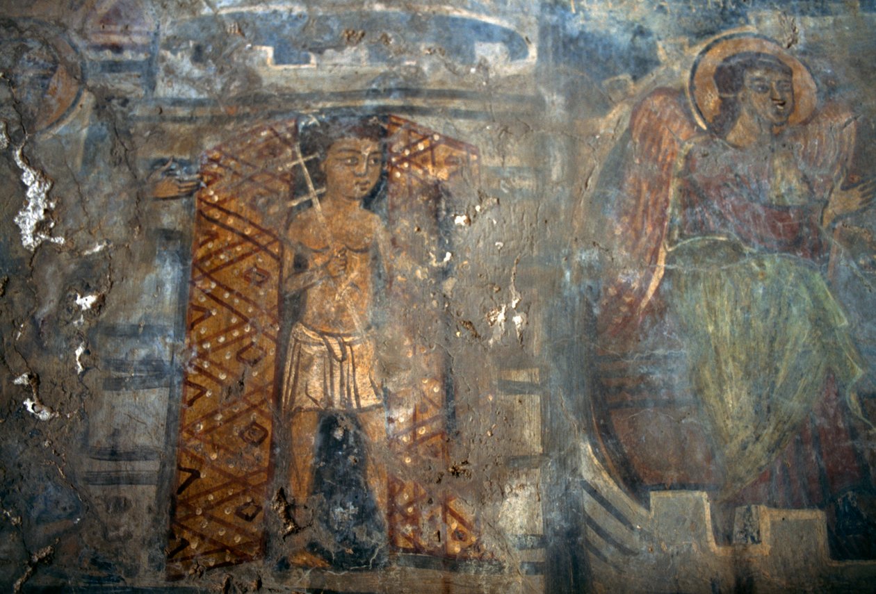 Angel, fresco in church of Plemeniana, Crete, Greece by Theodore Charles Ange Coquelin