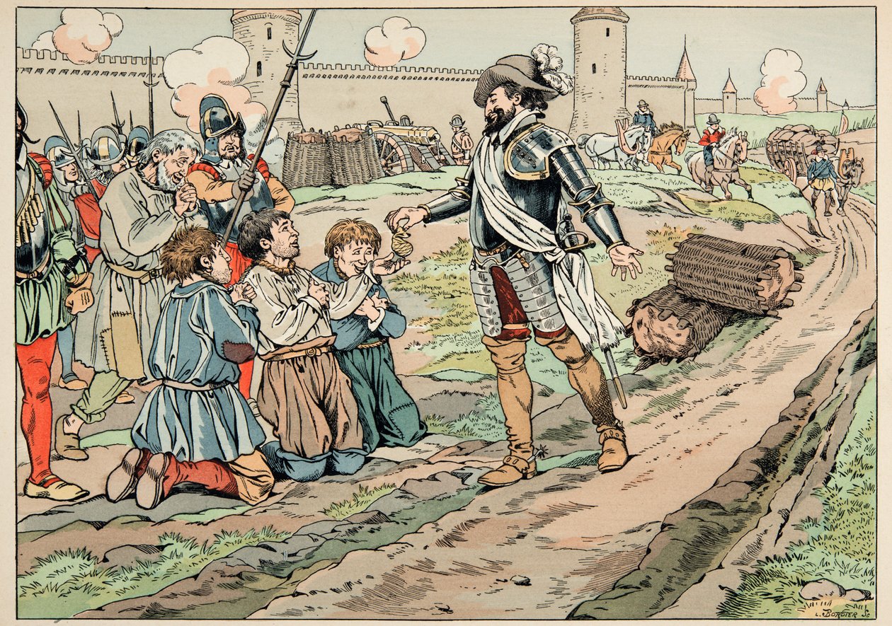 Henri IV Gives Money and Frees Peasants Who Tried to Introduce Food into Paris (Illustration from 