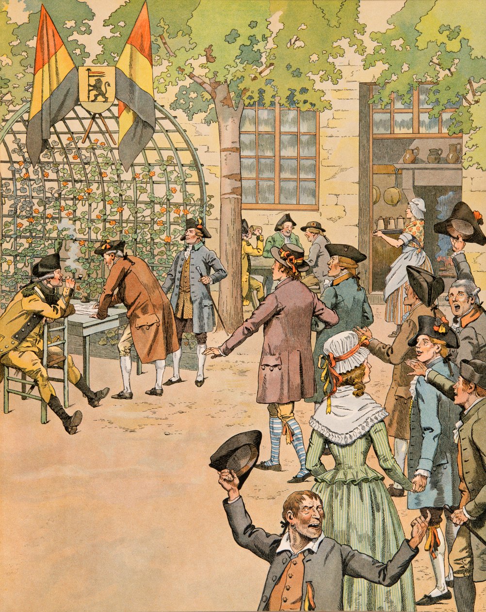 History of Belgium: Enrolment of Volunteers for the Army of Patriots at the Cafe du Coffy by pseudonym for Onfray de Breville Jacques Job