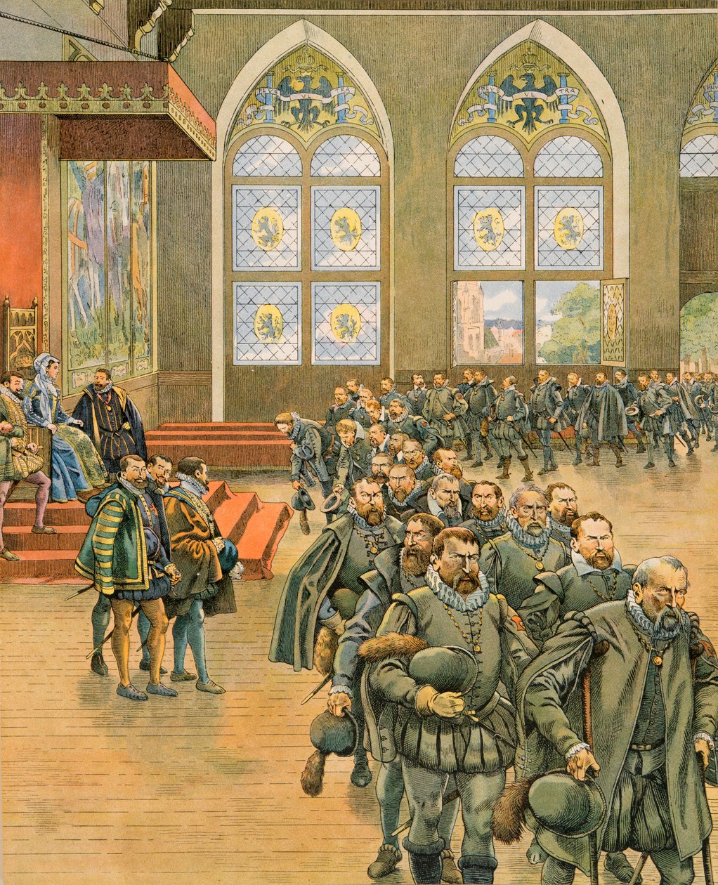 History of Belgium: The Gueux Present Their Respectful Remonstrances to Marguerite de Parma in 1566 by pseudonym for Onfray de Breville Jacques Job