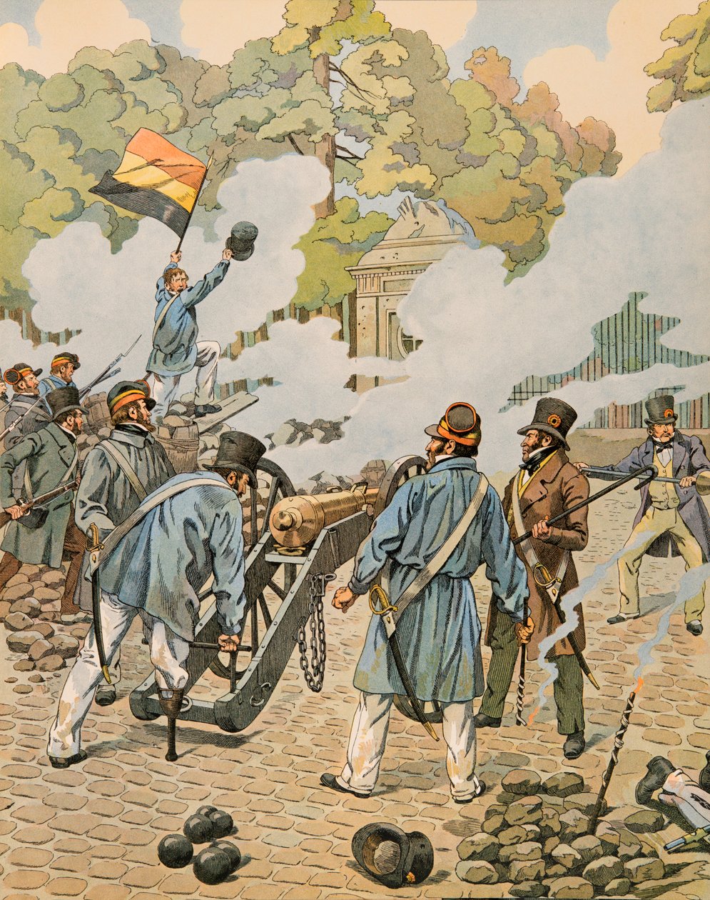 History of Belgium: Jean Joseph Charlier Points His Piece of Artillery Against the Dutch Troops in September 1830 by pseudonym for Onfray de Breville Jacques Job