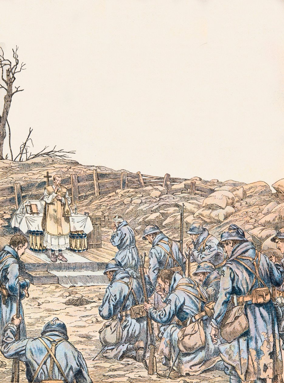 Mass Given in a Trench During the First World War, Private Collection by pseudonym for Onfray de Breville Jacques Job
