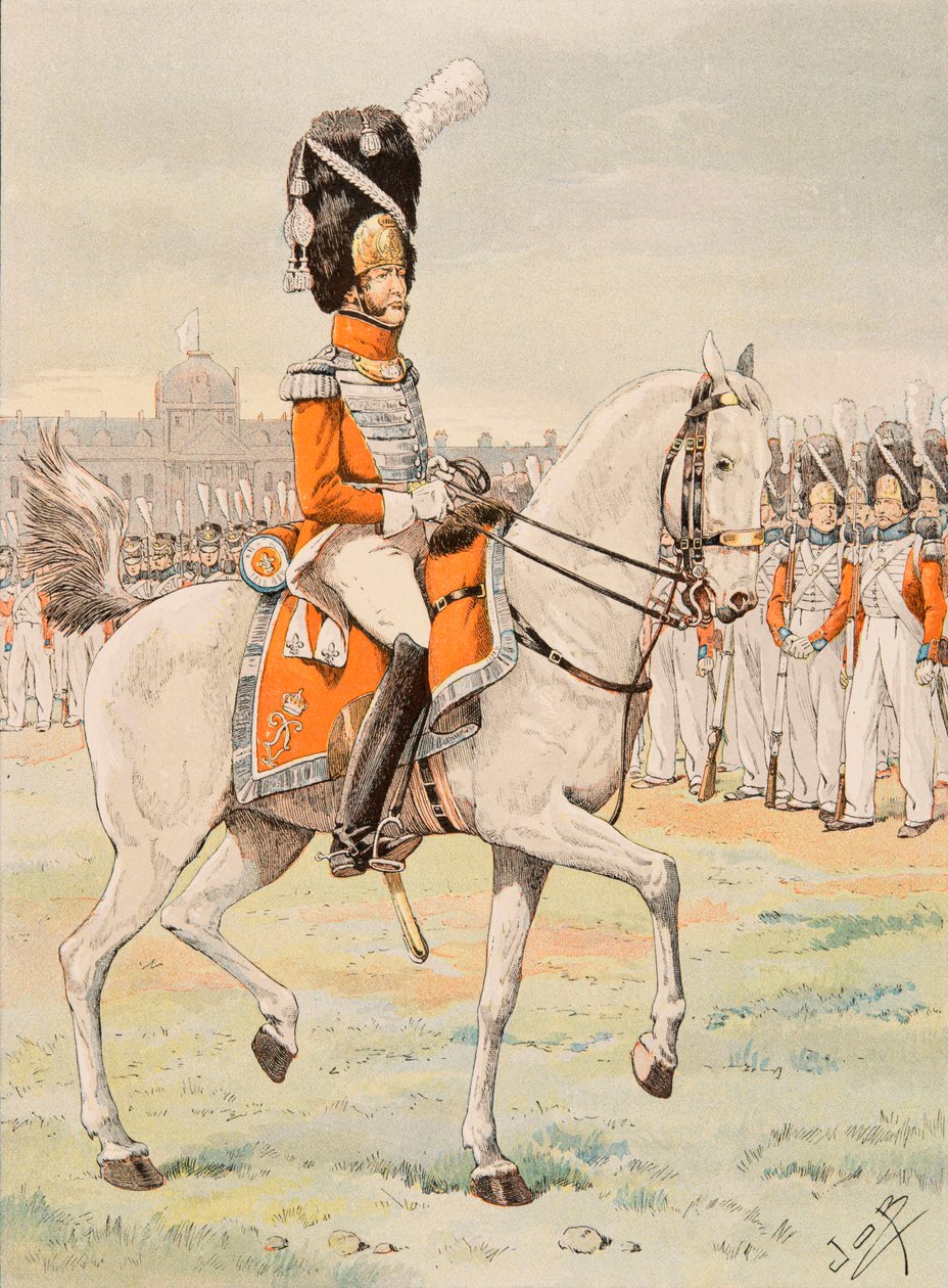 Outfit of French troops at all times: Swiss Royal Guard Officer by pseudonym for Onfray de Breville Jacques Job