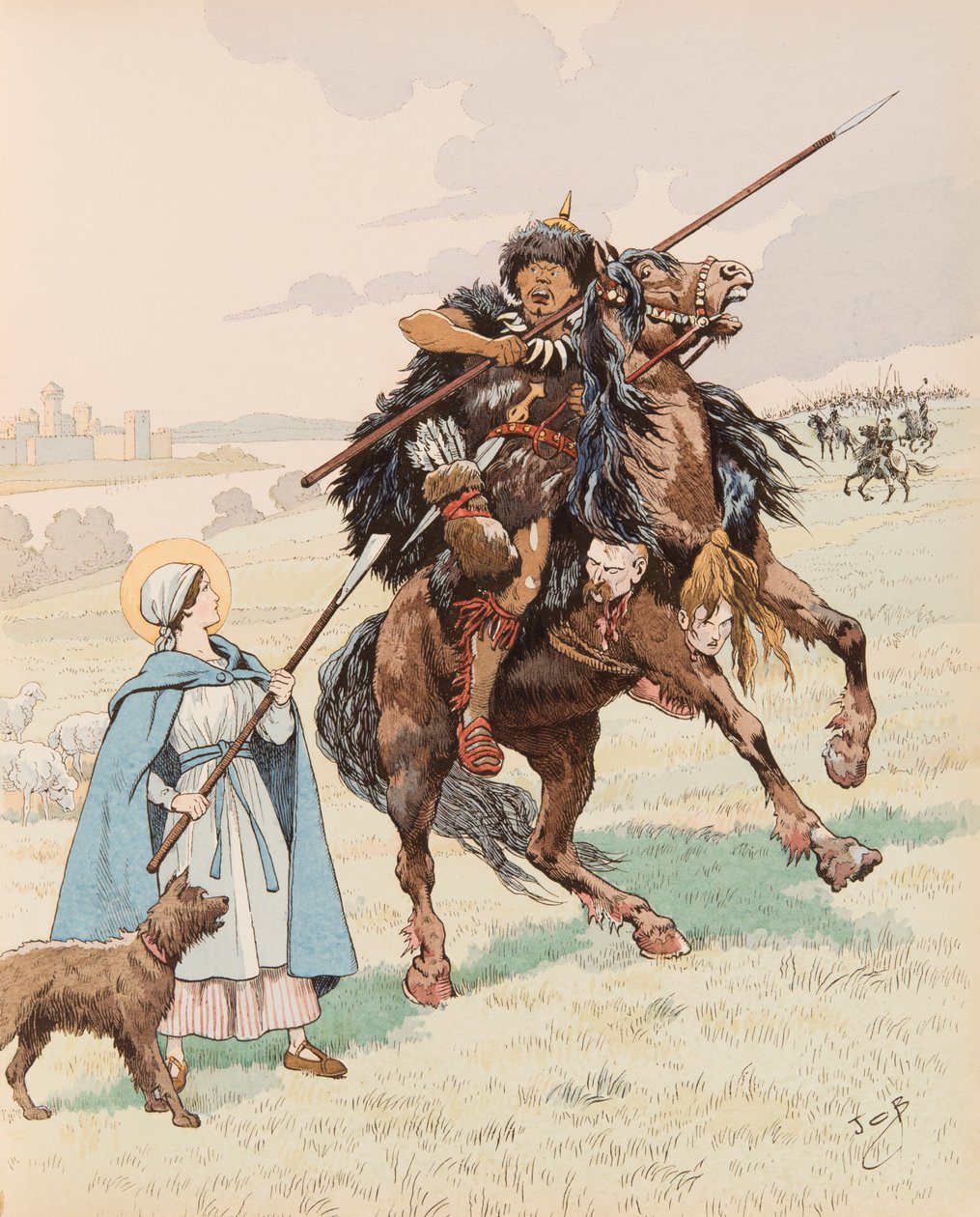 Sainte Genevieve During the Siege of Paris in 451 by pseudonym for Onfray de Breville Jacques Job