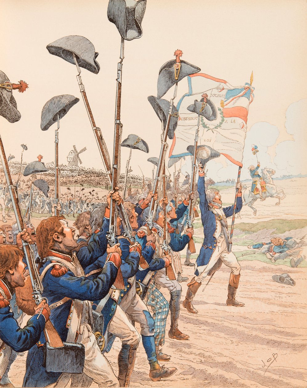 The Battle of Valmy in 1792 by pseudonym for Onfray de Breville Jacques Job
