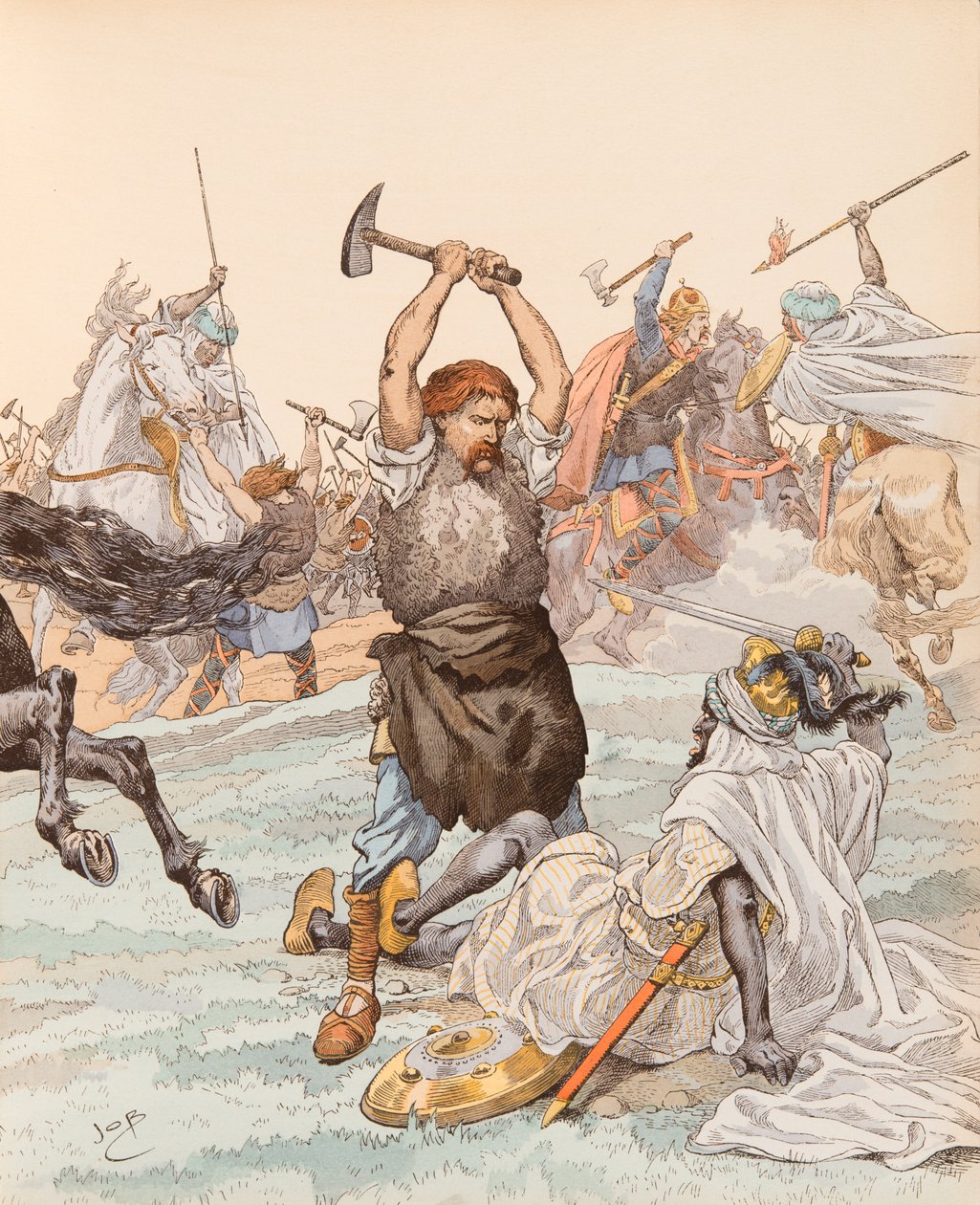 The Blacksmith of Poitiers During the Battle of Poitiers in 732 by pseudonym for Onfray de Breville Jacques Job