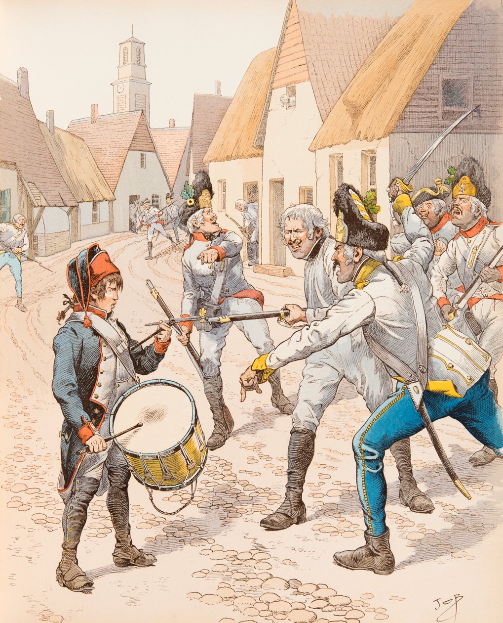 The small drum of Wattignies in 1793 (The Drum Stroh fell under the blows of the Austrians during the battle) by pseudonym for Onfray de Breville Jacques Job