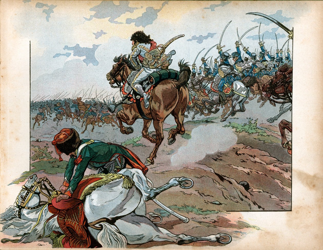 Joachim Murat (1767-1815) charged with his men at the Battle of Heilsberg on June 10 by pseudonym for Onfray de Breville Jacques Job