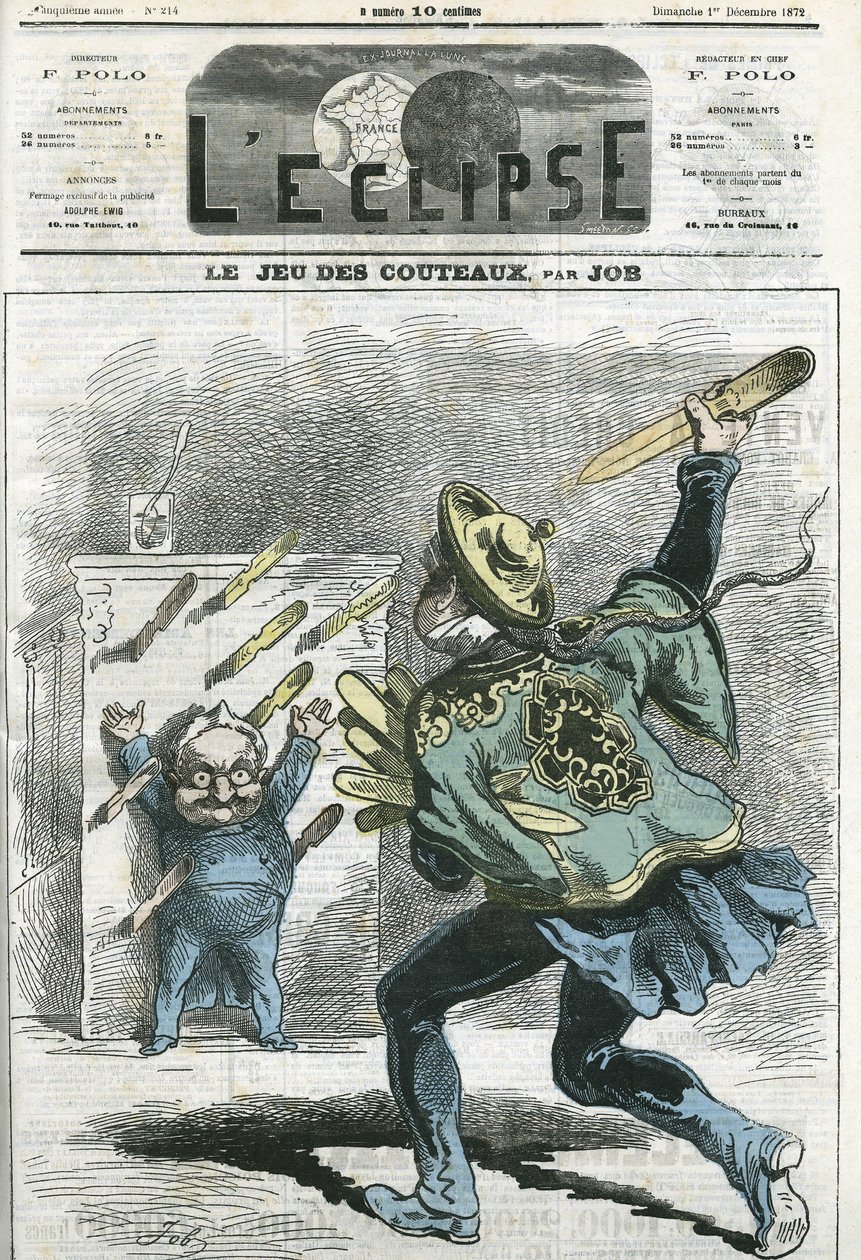 The game of knives, Adolphe Thiers (1797-1877), French historian and statesman. Cover in 