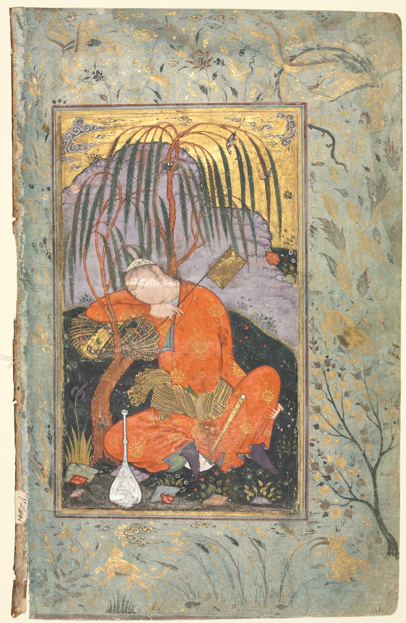 Sleeping Youth (verso) by style of Riza yi Abbasi