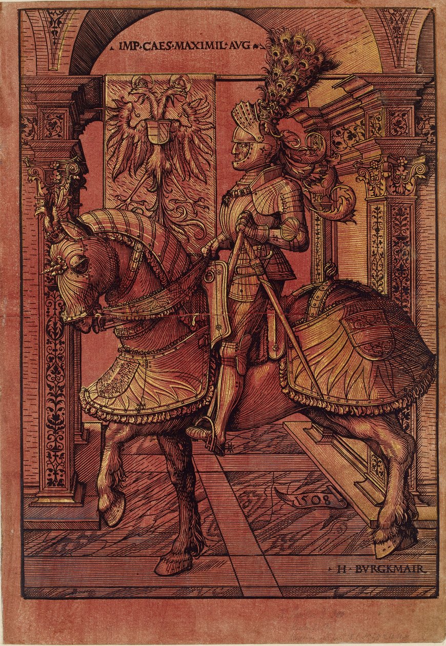 Emperor Maximilian I, armed on horseback, 1508 by the Elder Hans Burgkmair