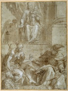Virgin and Child Enthroned with Saints John the Baptist, c.1548 by Veronese