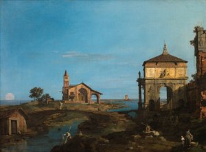 An Island in the Lagoon with a Gateway and a Church
