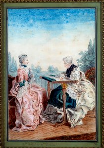 Mademoiselle Melin and Mademoiselle de Laleu Doing Watercolour Tapestry