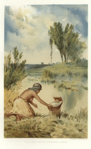 Launching the burial canoe by (after) American School