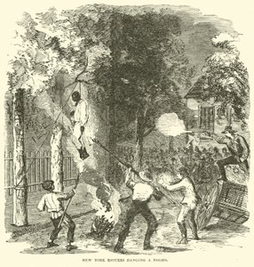 New York rioters hanging a black person, July 1863