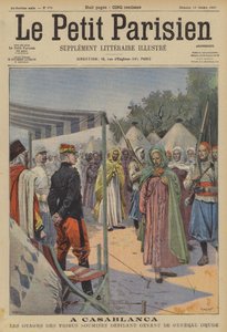 Hostages from Subjugated Moroccan Tribes Marching Past General Drude at Casablanca by (after) Carrey