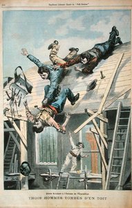 Three men falling from a roof, from 