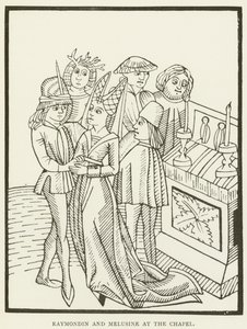 Raymondin and Melusine at the chapel by (after) English School