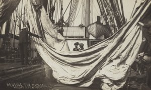 Bending the Mainsail on Board the Mount Stewart by (after) English photographer