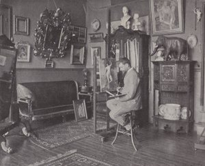 French painter Henri Gervex in his studio by (after) French Photographer