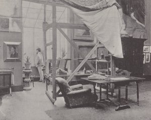 French painter Paul-Albert Besnard in his studio by (after) French Photographer