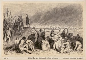 Scipio Africanus burning the Carthaginian fleet by (after) German School