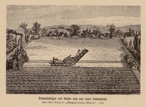 Steam Ploughing with a Traction Engine and Anchor by (after) German School