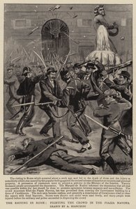 The Rioting in Rome, Fighting the Crowd in the Piazza Navona by (after) Italian School