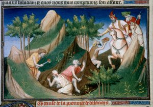 Extraction of rubies from the mountain of Sighinan by order of the king of Badakhchan. Miniature taken from 