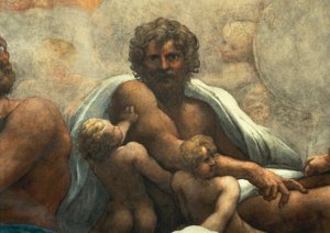 Vision of St John Evangelist on Patmos, Ascension of Christ among Apostles, or Christ in Glory (detail) by (c.1489 1534) Correggio