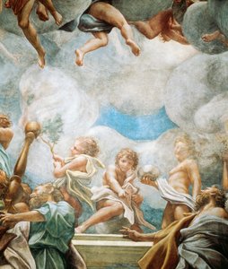 Ephebes and apostle, detail from Assumption of Virgin by (c.1489 1534) Correggio