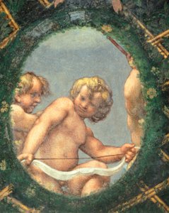 Ovate with cherubs, fresco by Antonio Allegri Da Correggio, Abbess