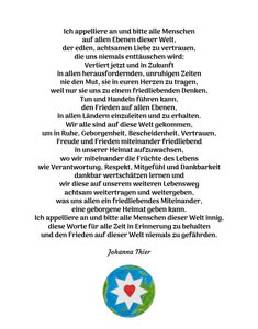 Peace Message with the Star of the Noble, Mindful Love for all Humans of this World by Johanna Thier