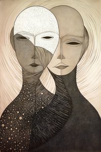 Figurative painting two women, Gustav Klimt style