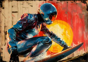 Surfer painting, Retro Movie poster