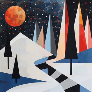 Abstract Trees & Snow-Covered Landscape by F. Abderrahim