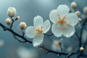 White flowers under the morning dew