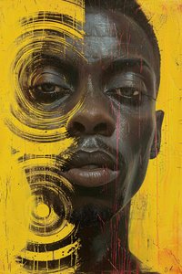 Minimalist Abstract Sci-Fi Surrealism Black Man Face