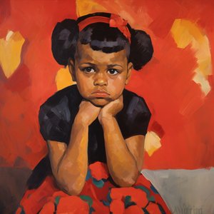 Little African American Toddler Girl Sitting