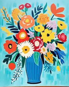Matisse Inspiration Flowers in a Vase by F. Abderrahim