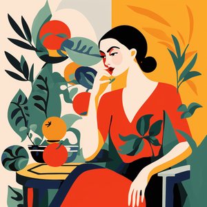 Matisse Style Painting Girls in Chair by F. Abderrahim