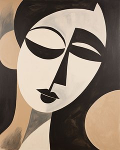 Black and Beige Abstract Woman Henri Matisse Style by F. Abderrahim